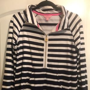 Lilly Pulitzer half zip navy/white/pink